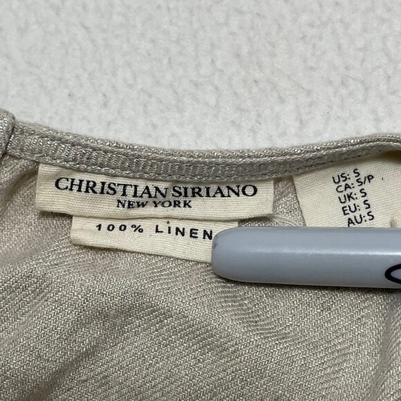 Christian Siriano Linen Sleeveless Blouse Crop Women Size S Beige Glitter Shiny - Picture 9 of 9